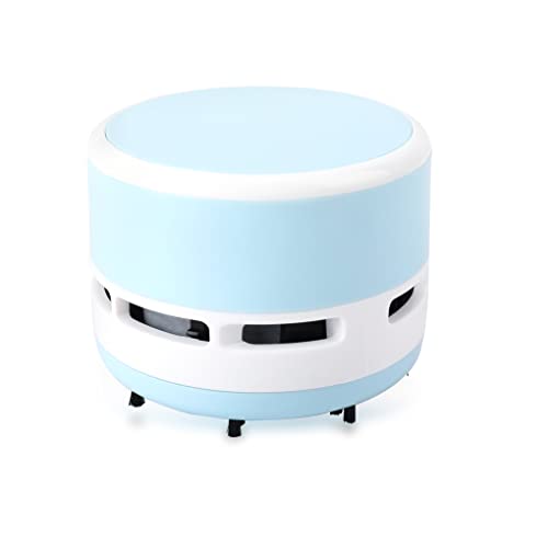 FineInno Mini-Sauger batteriebetrieben Tischstaubsauger Klein Handstaubsauger Desktop Vacuum Cleaner für Büro zuhause und Auto (Weiß Blau) von FineInno