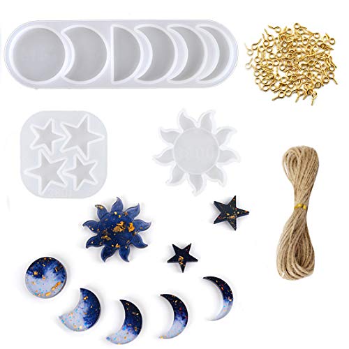 FineInno Mond Phase Epoxidharz Formen,Sterne Gießform,Sonnen Silikonform Kerzenform Gipsformen für DIY Schmuck Handwerk Heimdekoration von FineInno