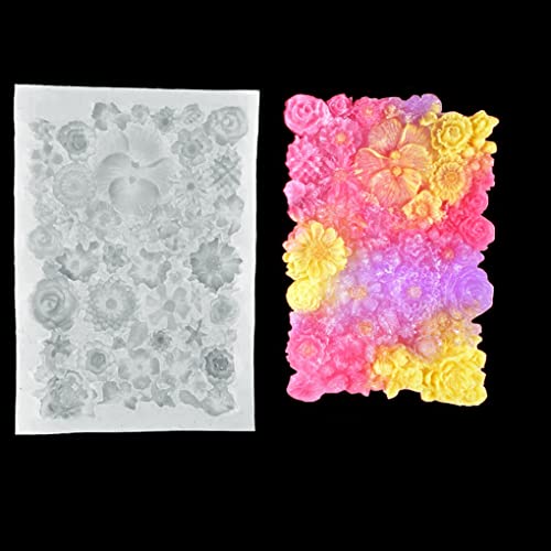 FineInno Blume Silikonform Tablett Tray Resin Mold Teetablett Gießform Relief Rechteckig Epoxidharz Formen DIY Künstlerform Untersetzer Dekorieren von FineInno