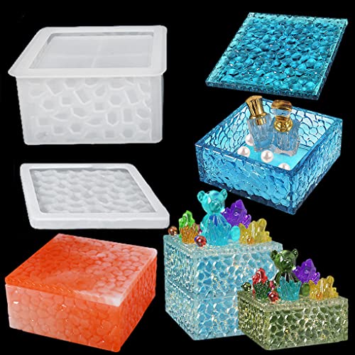 FineInno Schachtel Silikonform Storage Box Resin Molds Aufbewahrungsbox Epoxidharz Formen mit Deckel Schmuck Box Gießform Harz Form DIY Dose Vorratsdosen von FineInno