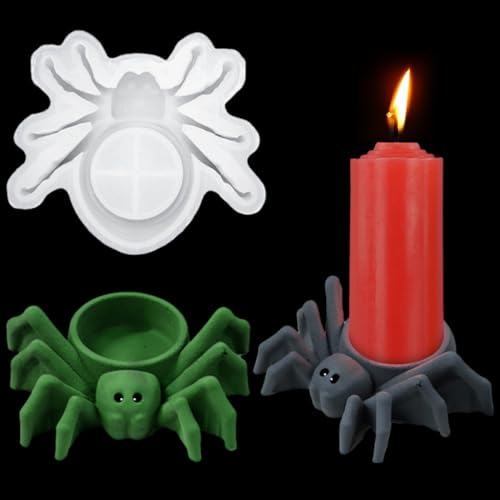 FineInno Spinne Kerzenhalter Silikonform Candlestick Epoxidharz Formen 3D Tiere Teelicht Gießform für DIY Handwerk, Halloween Ornaments Heimdekoration von FineInno