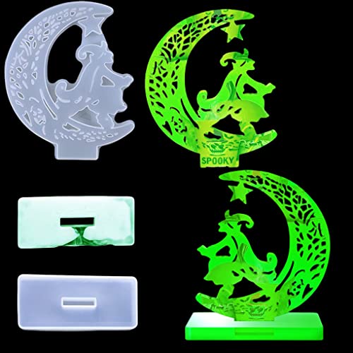 FineInno Hexe Halbmond Epoxidharz Formen,Crescents Gießform Silikonform Giessformen Harz DIY Thanksgiving Halloween Schmuckständer von FineInno