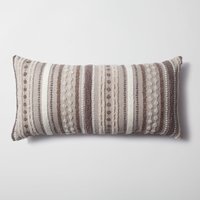 Beige Weiß Streifen Lumbar Werfen Kissen | Leinen Strukturiert Tufted Gewebt Designer Stoff Rechteck 14 X 28 16 24 Couch, Bett Dekor Kissenbezug von FineRoomLiving