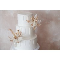 Ein Set Hochzeitstorte Topper, Goldblätter, Golden Globe Künstliche Blüte, Cake Topper Blumen von FineSnowArt