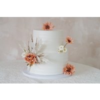 Ein Set Hochzeitstorte Topper, Orange Blume Kuchendekoration, Kuchen Topper Blumen, Pampass Rustikale Hochzeit, Boho Hochzeit von FineSnowArt