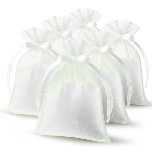 Fineely® Organzabeutel Weiß – 6 Stück (ca. 10x15 cm) I Praktische Nachfüllbeutel für Silica Gel Granulat I Luftdurchlässig & Wiederverwendbar von Fineely