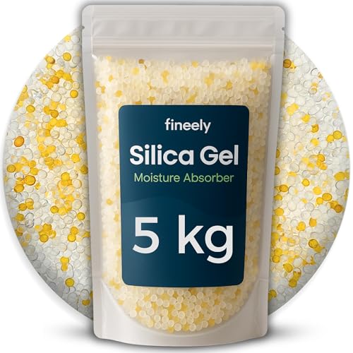 Fineely® Silica Gel Entfeuchter - 5 kg Weiß DUO mit Farbindikator Orange-Grün 3–5 mm Kugeln I Filament Trockner I Wiederverwendbar I Trocknungsgranulat I silicagel von Fineely