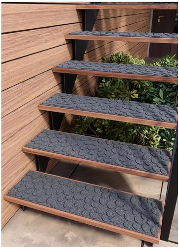 FINEHOUS Treppenmatten für den Außenbereich, rutschfest, 88,9 x 25,4 cm, 6 Stück – Waterhog Teppichmatten mit Gummirückseite von Finehous