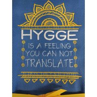 Besticktes Geschirrtuch "Hygee A Feeling You Can't Translate Scandinavian Design Danish, Swedish, Norwegian You Puck Colors von FinelyCraftedByCara