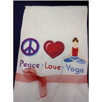 Besticktes Geschirrtuch Peace, Love & Yoga Du Wählst Farben von FinelyCraftedByCara