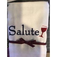 Besticktes Geschirrtuch Weinliebhaber "Salute" von FinelyCraftedByCara