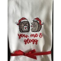 Besticktes Geschirrtuch "You, Me & Glogg" Skandinavisch Norweger Schwedisch von FinelyCraftedByCara