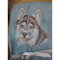 Gratis Name Geschirrtuch Hunderassen Bestickt Klee Kai Skizze von FinelyCraftedByCara