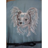 Gratis Name Geschirrtuch Hunderassen Bestickt Papillon Skizze von FinelyCraftedByCara