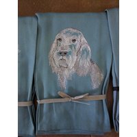 Gratis Name Geschirrtuch Hunderassen Bestickt Spinone Italiano Skizze von FinelyCraftedByCara