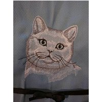 Gratis Name Geschirrtuch Katze Rassen Custom Stickerei Britisch Kurzhaar Skizze von FinelyCraftedByCara