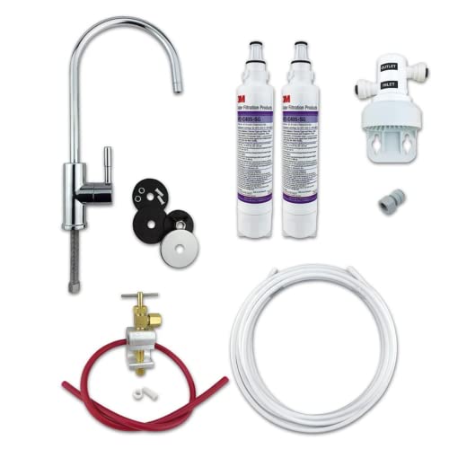 Finerfilters Trinkwasserfiltersystem für Unterspüle, mit 3M AP2-C405-SG Schnellwechsel, 0,5 Mikron Wasserfilter – vollständiges DIY-System (2 Filter (12 Monate), Chrom-Wasserhahn) von Finerfilters
