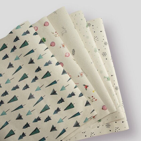 Fines Papeterie 10m Weihnachts-Geschenkpapier aus Graspapier * 5 Motive á 200x47 cm * von schlicht bis verspielt Fines Papeterie 10m Weihnachts-Geschenkpapier aus Graspapier * 5 Motive á 200x47 cm * von schlicht bis verspielt von Fines Papeterie