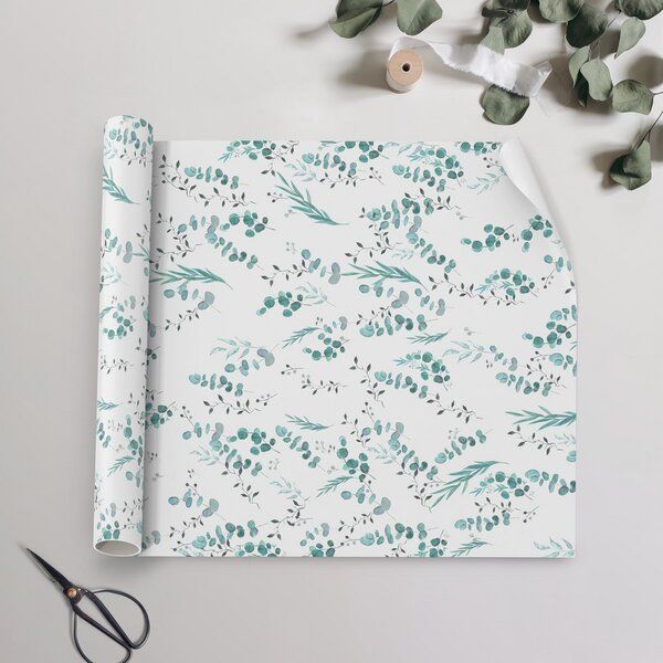 Fines Papeterie 10m Seidenpapier EUKALYPTUS * handgezeichnet * auf Rolle * Geschenkpapier von Fines Papeterie