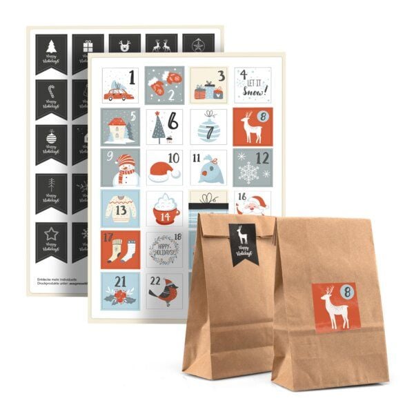 Fines Papeterie Adventskalender mit Tüten und Zahlen * zum selbst befüllen * Adventskalender Tüten von Fines Papeterie