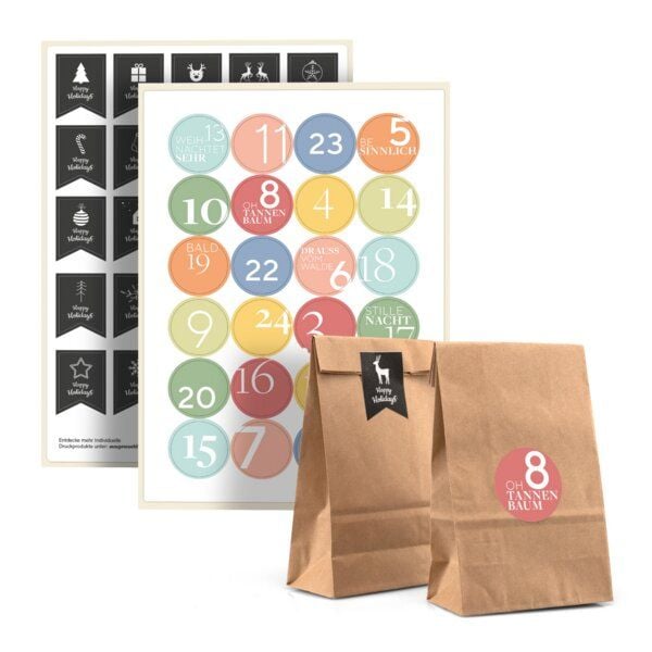 Fines Papeterie Adventskalender mit Tüten und Zahlen * zum selbst befüllen * Adventskalender Tüten von Fines Papeterie