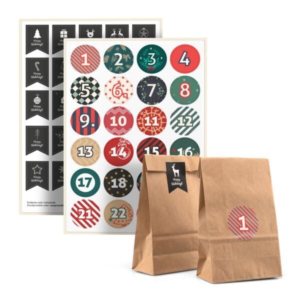 Fines Papeterie Adventskalender mit Tüten und Zahlen * zum selbst befüllen * Adventskalender Tüten von Fines Papeterie
