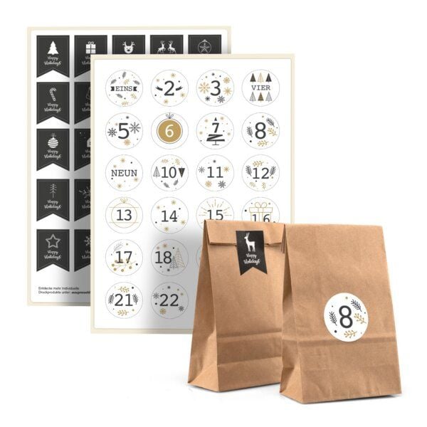 Fines Papeterie Adventskalender mit Tüten und Zahlen * zum selbst befüllen * Adventskalender Tüten von Fines Papeterie