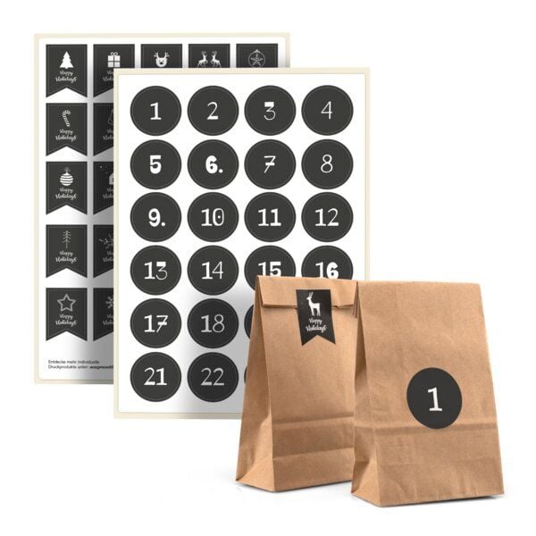 Fines Papeterie Adventskalender mit Tüten und Zahlen * zum selbst befüllen * Adventskalender Tüten von Fines Papeterie