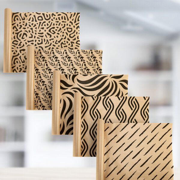 Fines Papeterie Geschenkpapier SET Kraftpapier * 5 Rollen Einpackpapier * je 300x47 cm * verschiedene Motive * von Fines Papeterie