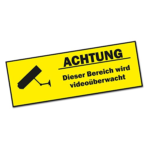 Aufkleber Video Überwachung Kamera Warnaufkleber 10x3,5cm Überwachungskamera Sticker Folie für mehr Sicherheit selbstklebend wetterfest R008 von Finest-Folia UG