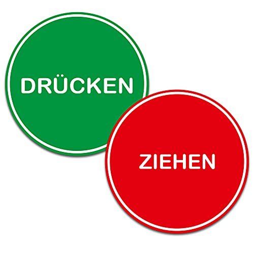 Tür Aufkleber Türschild Warnschild Sticker "ZIEHEN und DRÜCKEN" Ø6cm Folie R003 (1 Stück) von Finest Folia