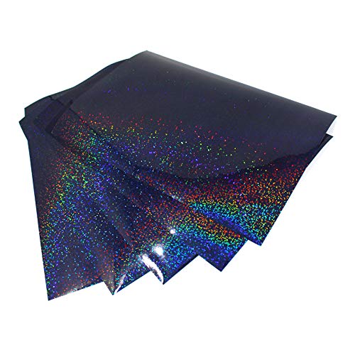 Din A4 Bogen Bastelfolie Selbstklebend Künstlerfolie Plotterfolie Plottfolie Hologramm Glitzer Folie Basteln DIY (Flakes Schwarz, 5er Set Din A4 Bögen) von Finest Folia