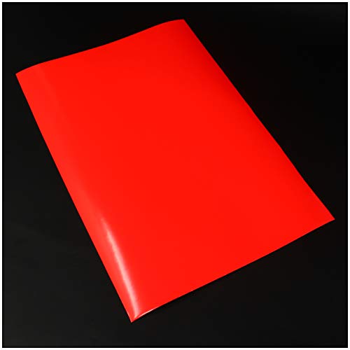 Din A4 Bogen Bastelfolie Selbstklebend Künstlerfolie Plotterfolie Plottfolie Folie Basteln (Neon Rot, 1 Din A4 Bogen) von Finest Folia