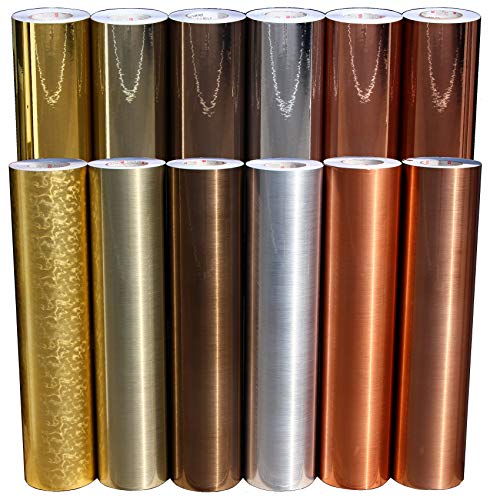 (16,36 €/m²) Plotterfolie 1m Metall Flakes Mosaik Silver Oilslick Glitter Auto Effekt Folie Hologramm Plottfolie (Schliff Rose Gold, 30.5cm) von Finest Folia