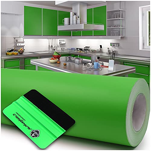 10m x 63cm Plotterfolie + Rakel Hochglanz Glanz oder Matt Klebefolie Möbelfolie Küchenfolie Badfolie Dekofolie (064 Gelbgrün, Matt) von Finest Folia