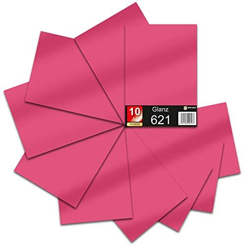 Din A4 Bogen 30x21cm 621/631 Plotterfolie Folie Vinyl Autofolie (041 Pink, 10er Set 621 Glanz) von Finest Folia