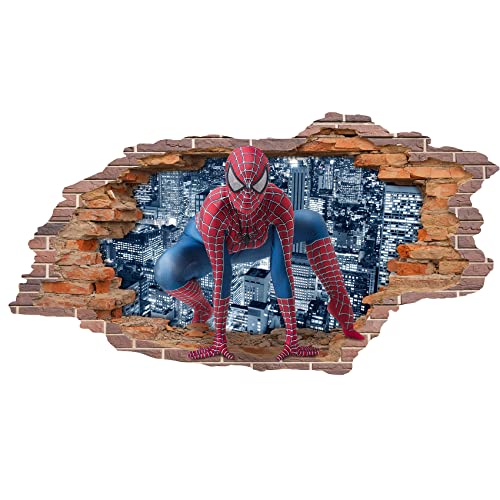 3D Wandtattoo Mauerloch 1 x 0,53 m Wandsticker Wandaufkleber Mauerdurchbruch realistisch selbstklebend Kinderzimmer Schlafzimmer Wohnzimmer Bad W009 (03 Spiderman) von Finest Folia