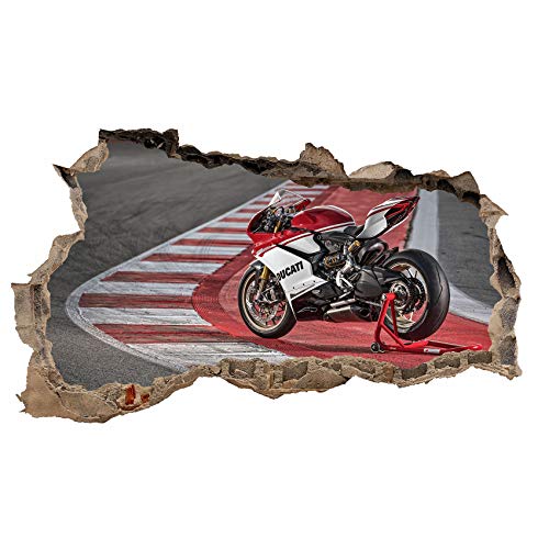 3D Wandtattoo Mauerloch Wandsticker Wandaufkleber Durchbruch Auto Motorrad Kfz selbstklebend H 60 x B 100 Schlafzimmer Wohnzimmer (WL26) von Finest Folia