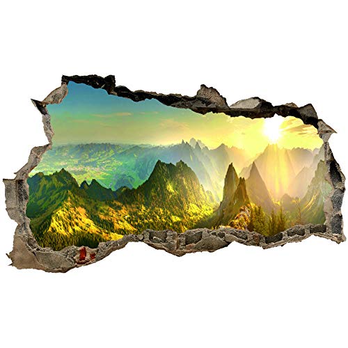 3D Wandtattoo Mauerloch Wandsticker Wandaufkleber Durchbruch Städte Landschaft Abenteuer selbstklebend H 60 x B 100 Schlafzimmer Wohnzimmer (WL55 Schweizer Alpen) von Finest Folia