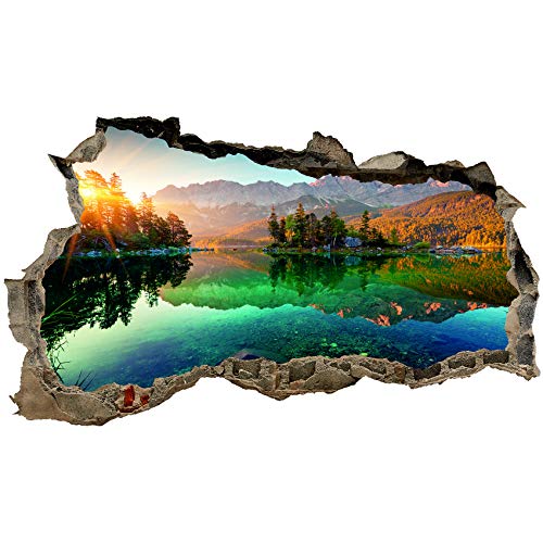 3D Wandtattoo Mauerloch Wandsticker Wandaufkleber Durchbruch Städte Landschaft Abenteuer selbstklebend H 60 x B 100 Schlafzimmer Wohnzimmer (WL59 Zugspitze) von Finest Folia