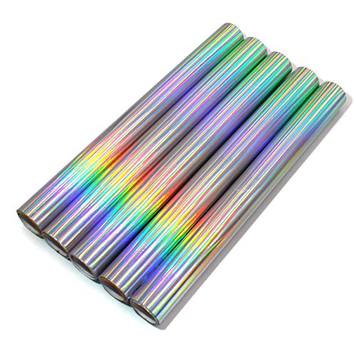 5er Set Glitzerfolie Klebefolie 100x33cm pro Rolle Hologramm Glitzer Folie Bastelfolie Dekofolie Glitter Vinyl DIY (Rainbow) von Finest Folia