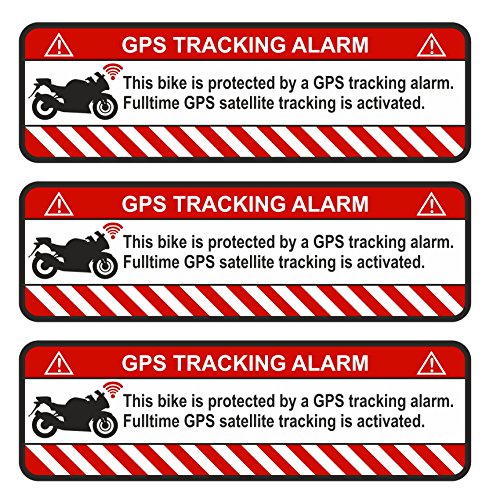 9x GPS Aufkleber Fahrrad Motorrad Auto -Finest Folia Alarm Warnung Anti Diebstahl Sticker Tracker gesichert (Weiß, R056 Motorrad) von Finest Folia