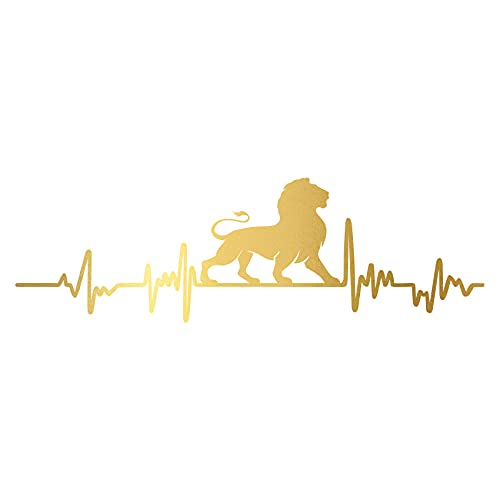 Aufkleber Herzschlag Tiere Breite 27cm Lifeline Heartbeat Deko Sticker Selbstklebend für Auto Kühlschrank Laptop Autoaufkleber K150 (Gold, 19 Löwe) von Finest Folia