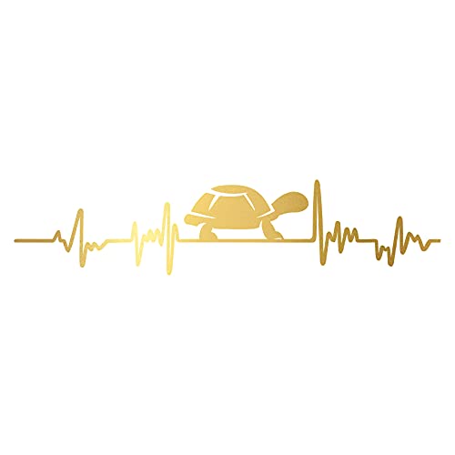 Aufkleber Herzschlag Tiere Breite 27cm Lifeline Heartbeat Deko Sticker Selbstklebend für Auto Kühlschrank Laptop Autoaufkleber K150 (Gold, 23 Schildkröte) von Finest Folia