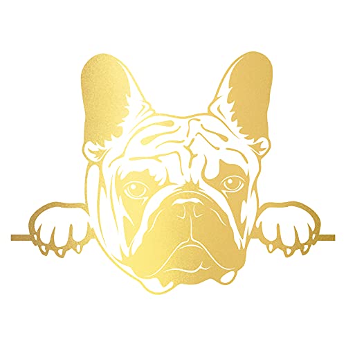 Aufkleber Peeking Animals Tiere Deko Sticker selbstklebend wasserfest für Auto Kühlschrank Laptop Koffer Autoaufkleber K151 (Gold, 02 Bulldogge) von Finest Folia