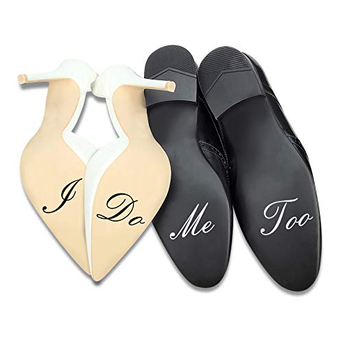 Aufkleber Set für Hochzeitsschuhe Schuhsticker Hochzeit Trauung Schuhe Heiraten Sticker Folie Selbstklebend Sprüche Symbole (Schwarz Weiß, K122 I do me too) von Finest Folia