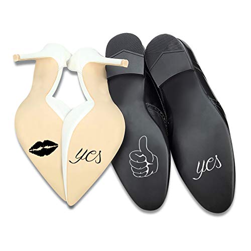 Aufkleber Set für Hochzeitsschuhe Schuhsticker Hochzeit Trauung Schuhe Heiraten Sticker Folie Selbstklebend Sprüche Symbole (Schwarz Weiß, K124 Kussmund) von Finest Folia