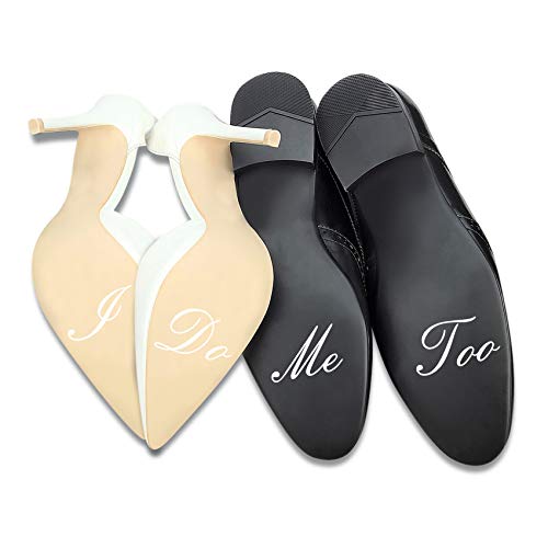 Aufkleber Set für Hochzeitsschuhe Schuhsticker Hochzeit Trauung Schuhe Heiraten Sticker Folie Selbstklebend Sprüche Symbole (Weiß Glanz, K122 I do me too) von Finest Folia