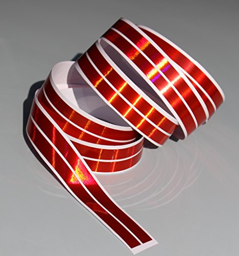 Chrom Hologramm Zierstreifen Folie Klebefolie Aufkleber Dekorstreifen KX007 (Hologramm Rot, 4Meter x 10mm) von Finest Folia