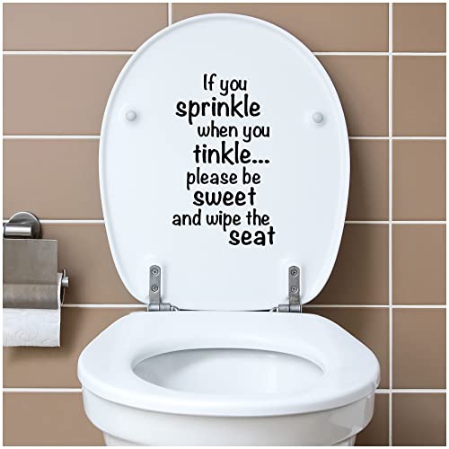 Deko Aufkleber WC Deckel Toilettendeckel Bad Badezimmer Klo Funsticker Toilettensitz Klodeckel lustiger Spruch selbstklebend (K153-04 if you sprinkle) von Finest Folia